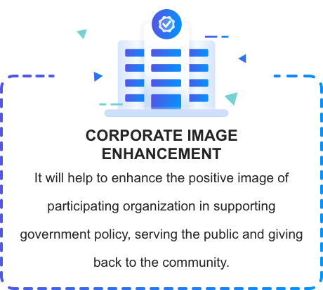 It will help to enhance the positive image of participating organization in supporting government policy, serving the public and giving back to the community.